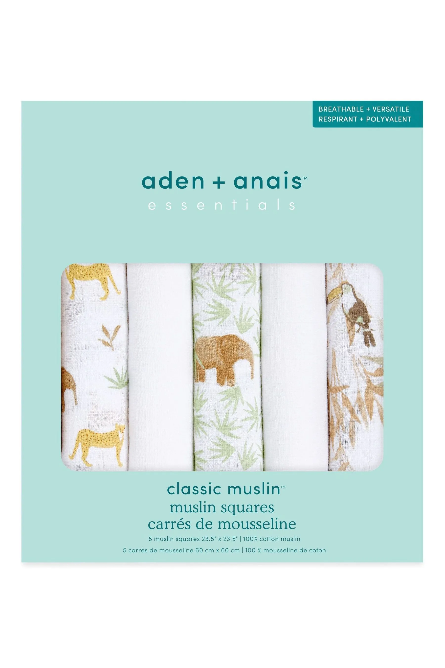 Aden + Anais Essentials 100% Cotone Mussola Quadrati 5 Confezione    
