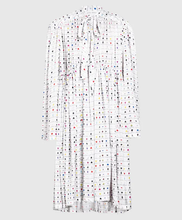 Balenciaga Abito bianco con stampa 680795TLL11