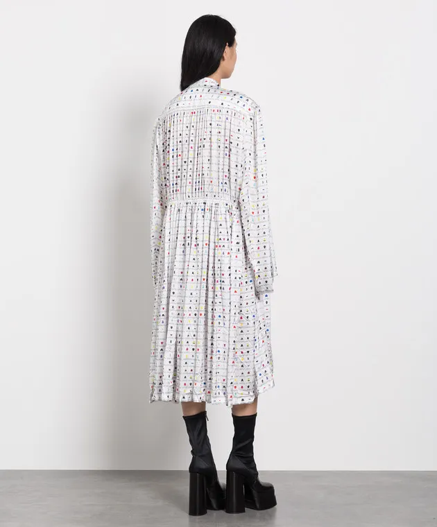 Balenciaga Abito bianco con stampa 680795TLL11