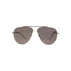 Balenciaga - Occhiali da Sole Invisible Aviator in Metallo Argentato con Lenti Grigie e Logo All-Over - Balenciaga Eyewear