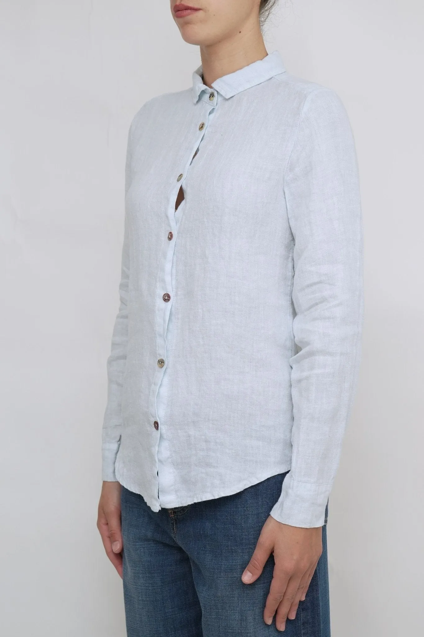 Bulier-Camicia in lino - Celeste