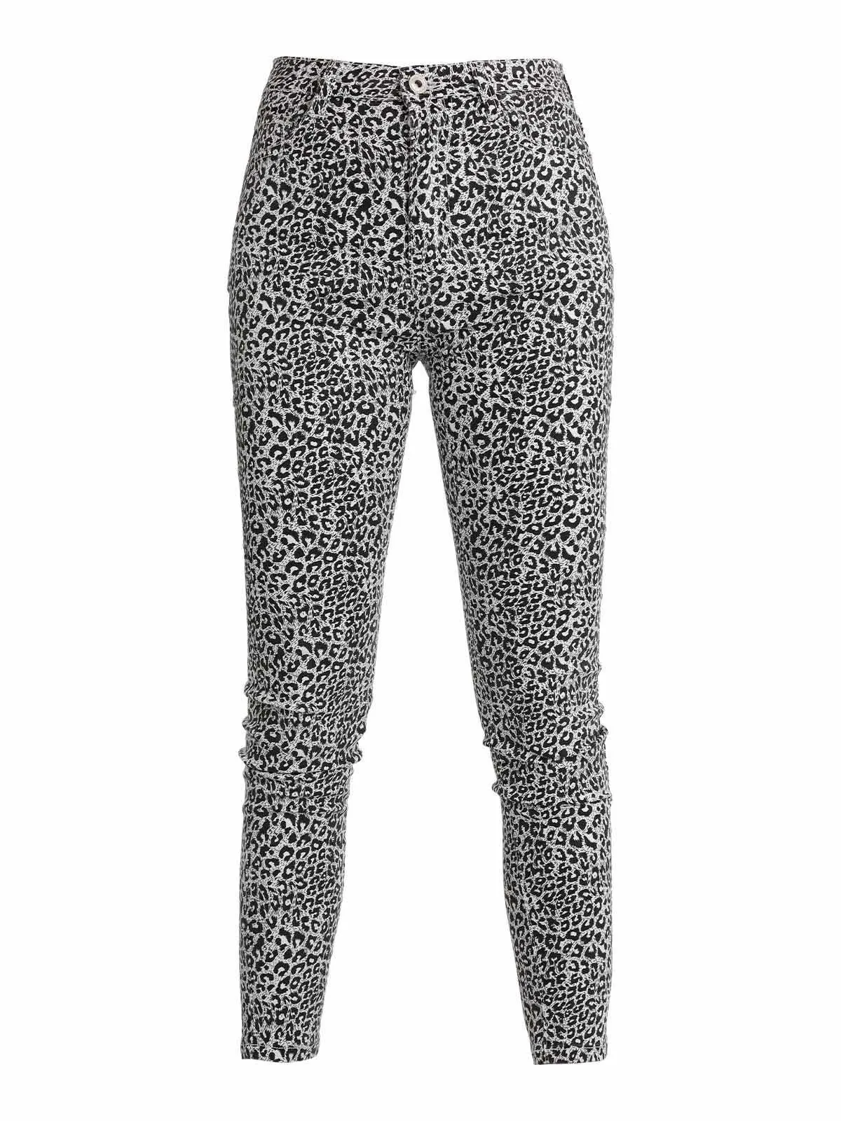 Fashion Denim Pantalon femme taille haute à pois