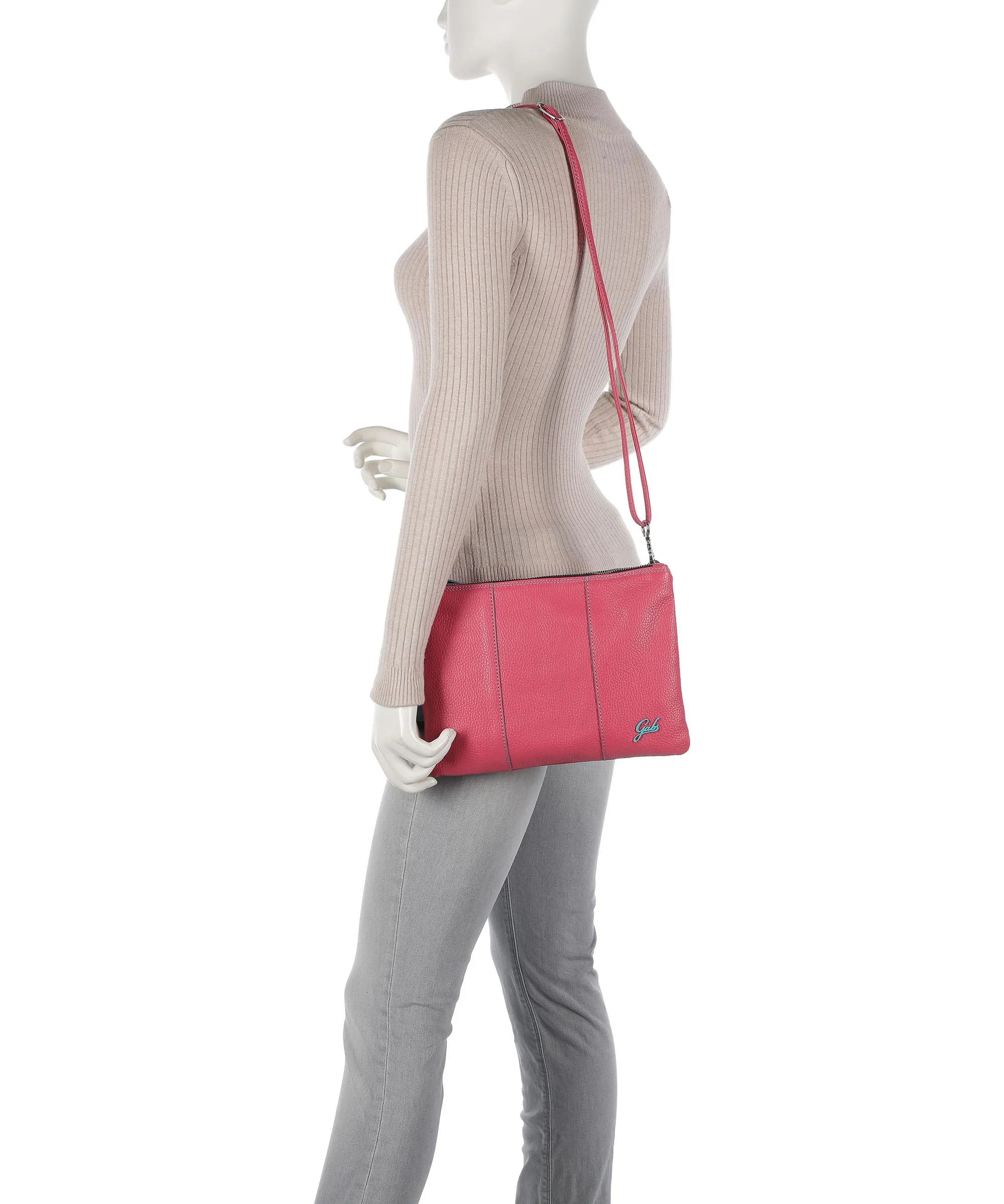  Gabs Icon Basic Beyonce M Borsa a spalla pelle di vitello grana fucsia  