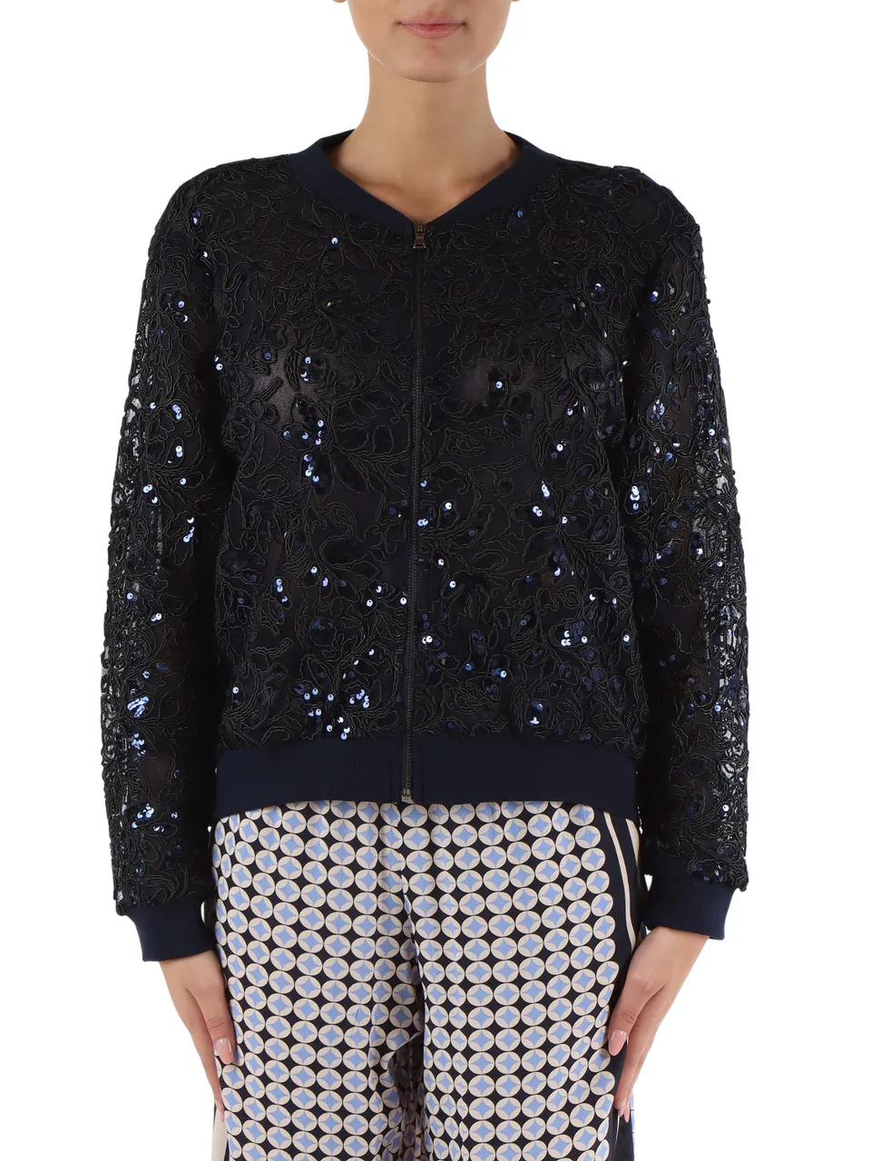 Giacca bomber elegante in tulle ricamato