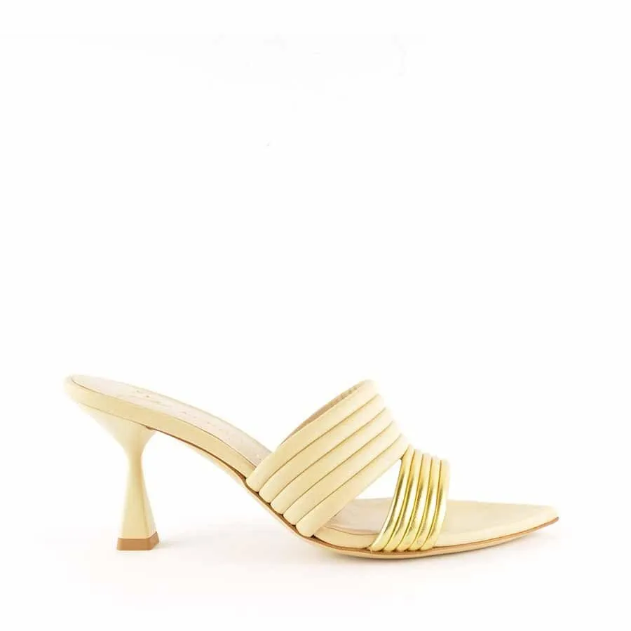 Giampaolo Viozzi sandalo mule marzapane oro