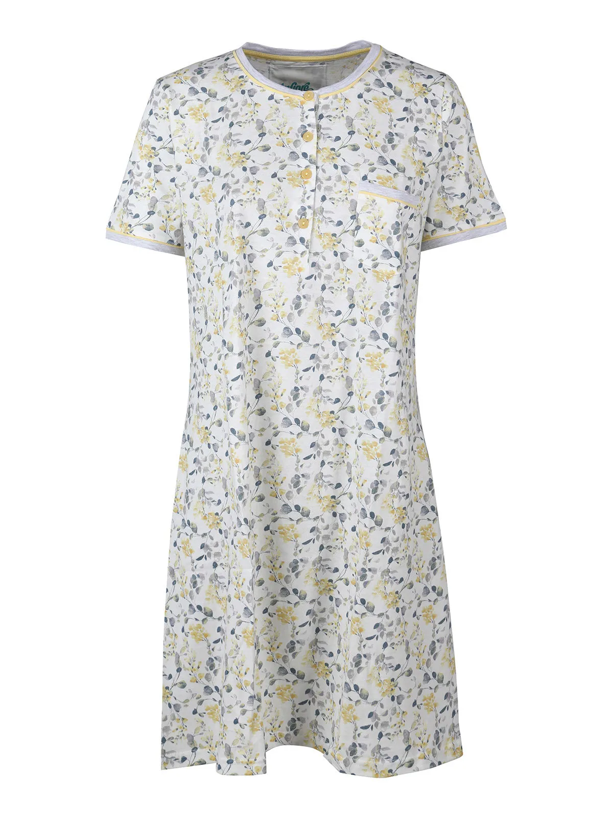 Infiore Chemise de nuit en coton manches courtes avec poche