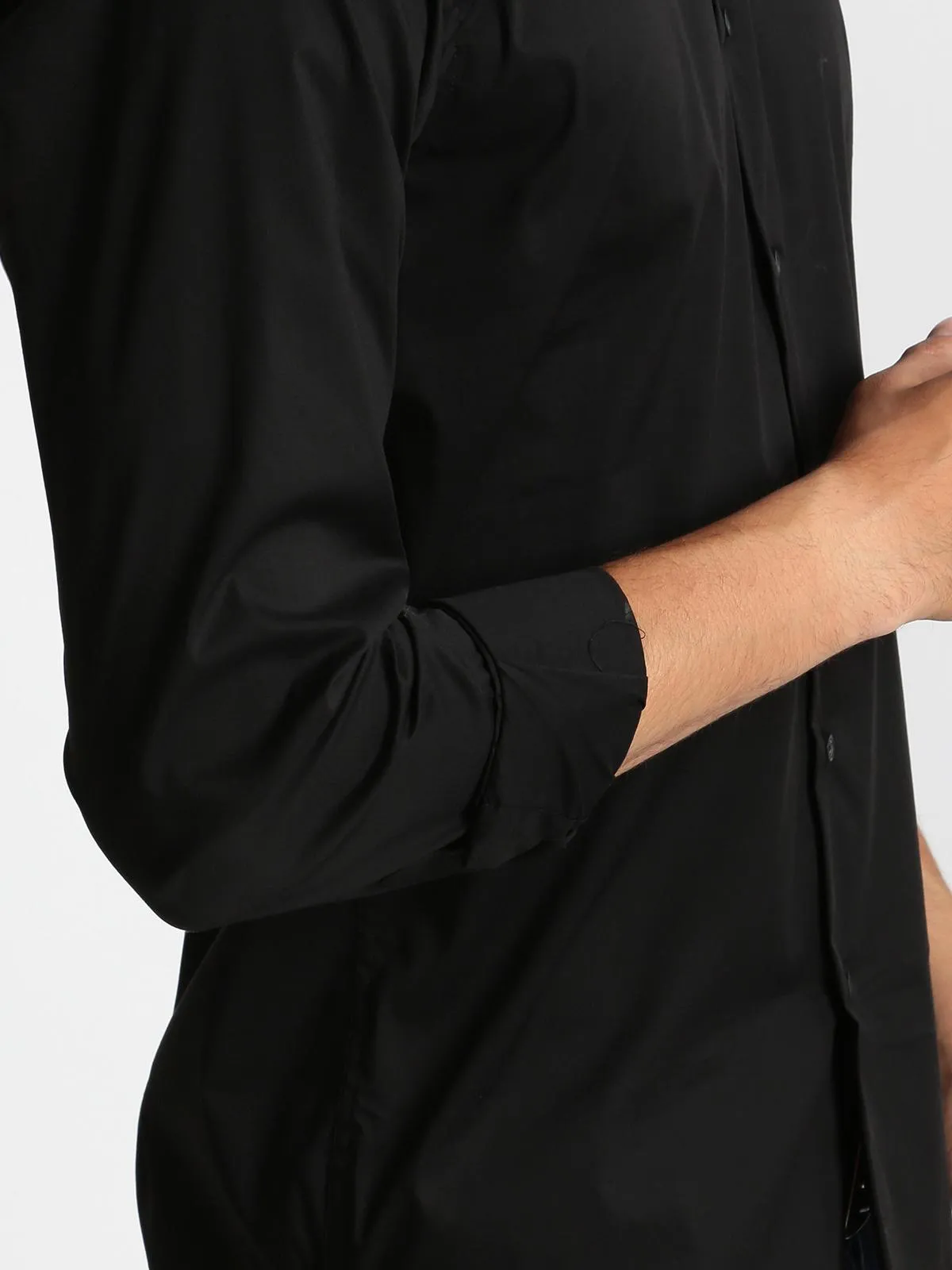 J.E. Mc Collum Chemise noire à manches longues  coupe classique