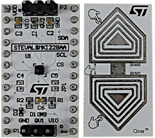 Kit di valutazione Pressure sensor kit with Qvar functionality based on ILPS22QS STMicroelectronics, con Sensore di