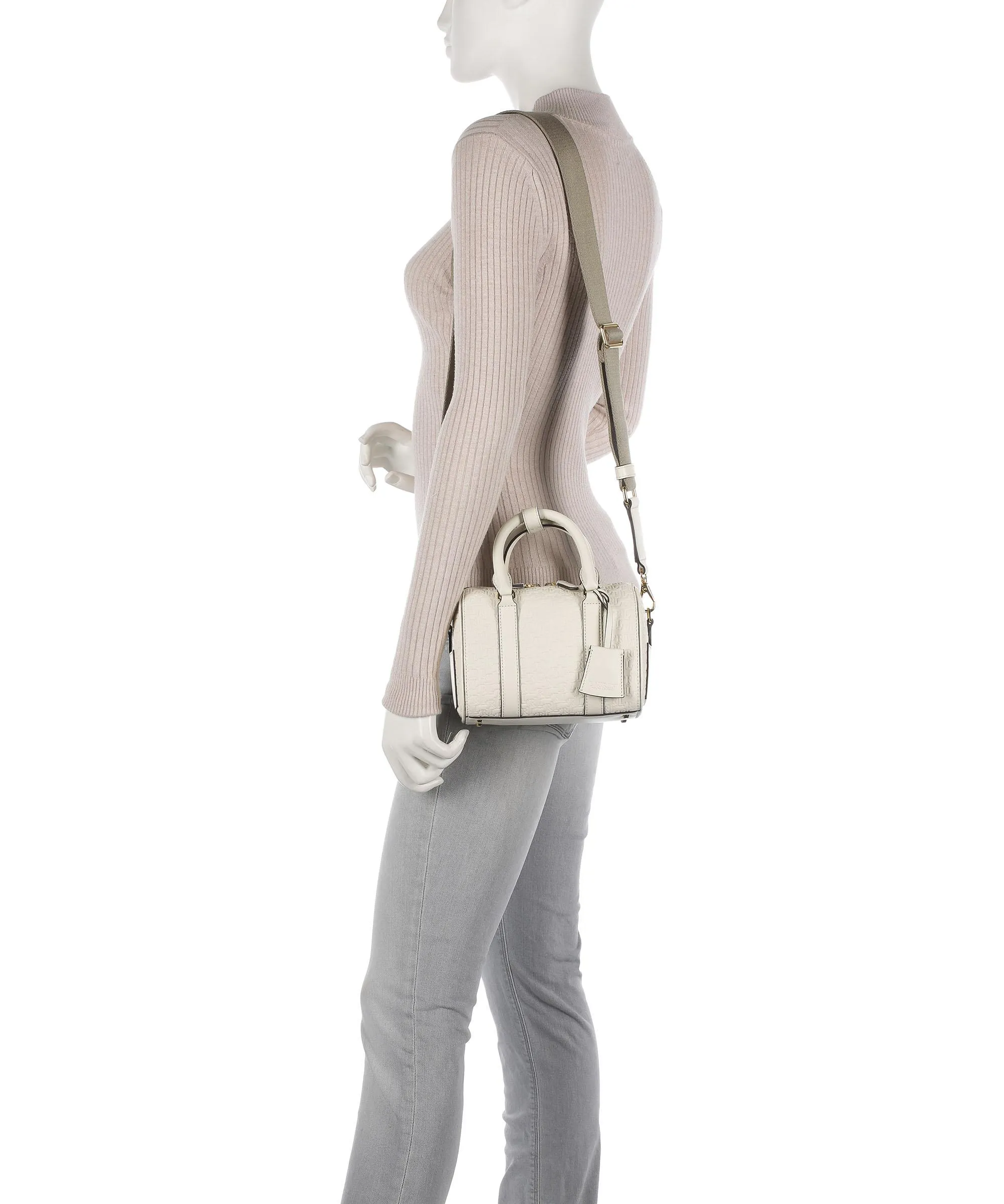  Lauren Ralph Lauren Kaden 19 Borsa a tracolla pelle in rilievo avorio  