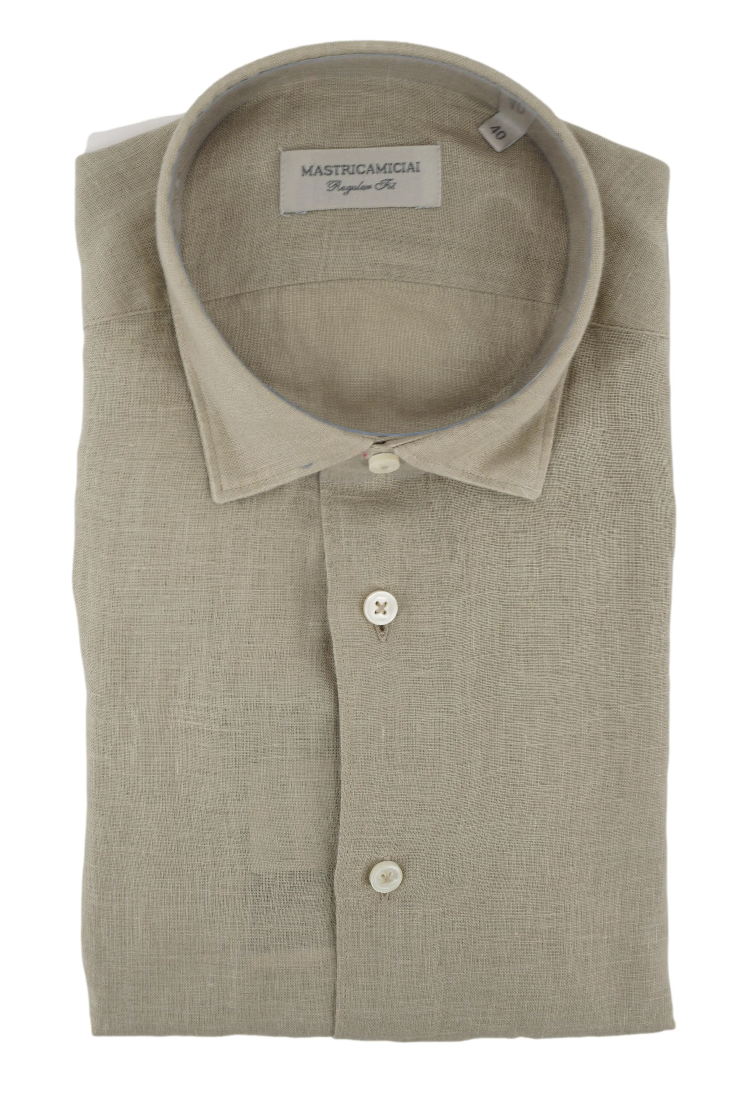 Linen Shirt with Soft Collar / Beige