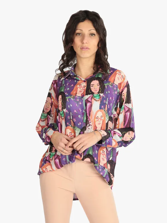 Made In Italy Maxi chemise femme avec imprimés