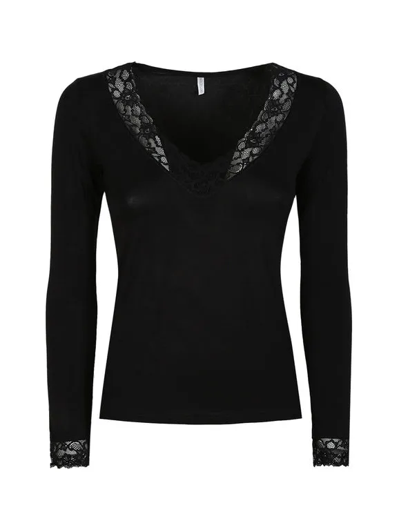 Magic Dream Chemise sous-vêtement femme manches longues avec dentelle