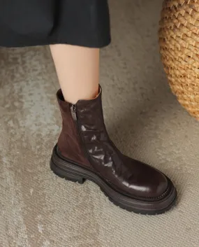 Maillard Brown!  Thick-soled Short Boots For Women, Spring And Autumn Single Boots, Small Martin Boots, British Style Sl