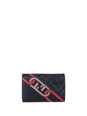 MEN FENDI BLACK LEATHER VERTICAL WALLET