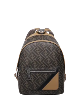 MEN FENDI BROWN CALF LEATHER SMALL BACKPACK