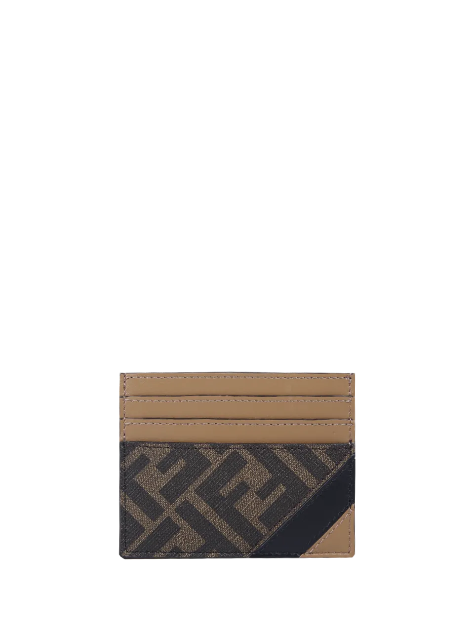MEN FENDI BROWN FABRIC CREDIT CARD CASE