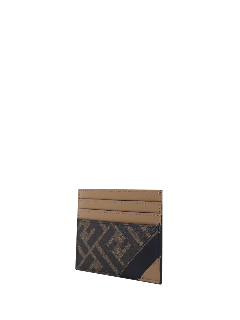 MEN FENDI BROWN FABRIC CREDIT CARD CASE