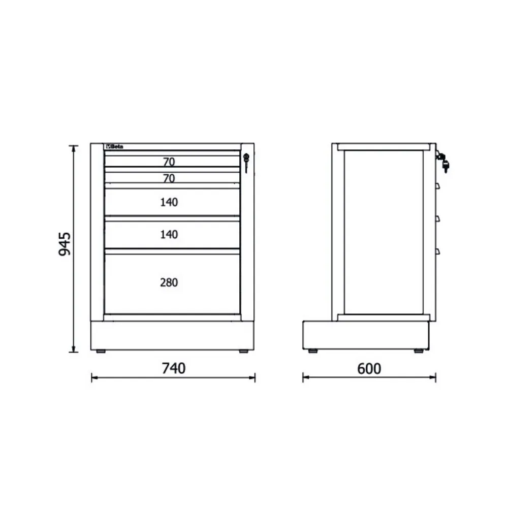 Modulo fisso con 5 cassetti per arredo officina RSC50 - Beta RSC50 M5