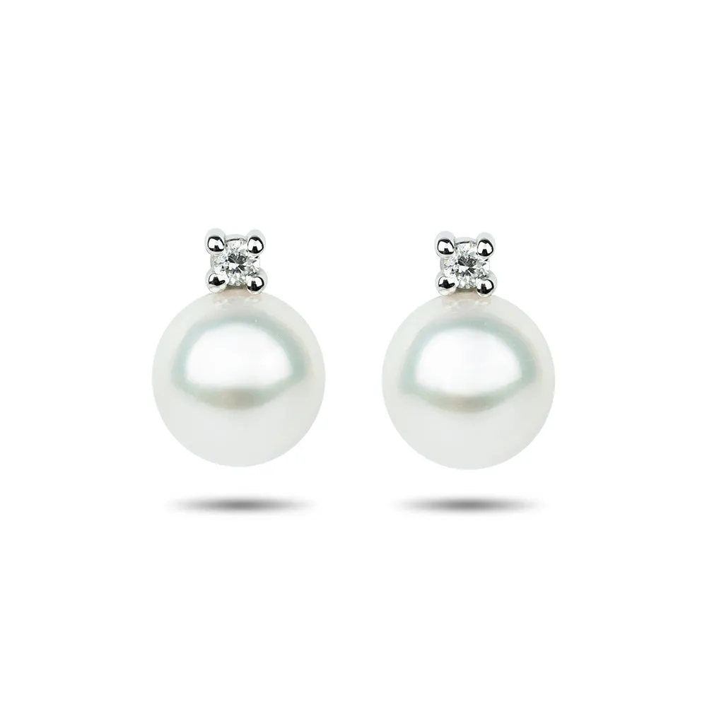 Orecchini in Oro Bianco con Diamante e Perla 7 mm Davite & Delucchi