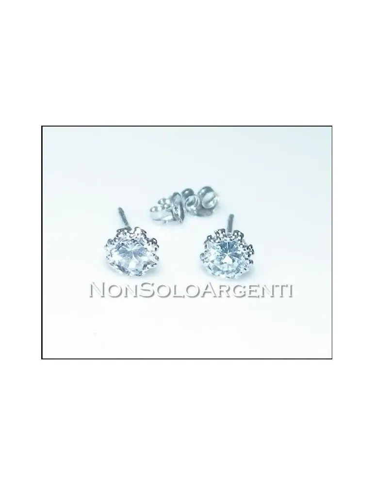 ORO 750/oo Bianco : Orecchini Punto luce con zircone taglio brillante 5mm