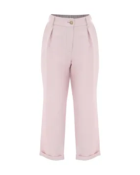 Pantalone straight con pinces rosa in tessuto stretch 10-16 anni