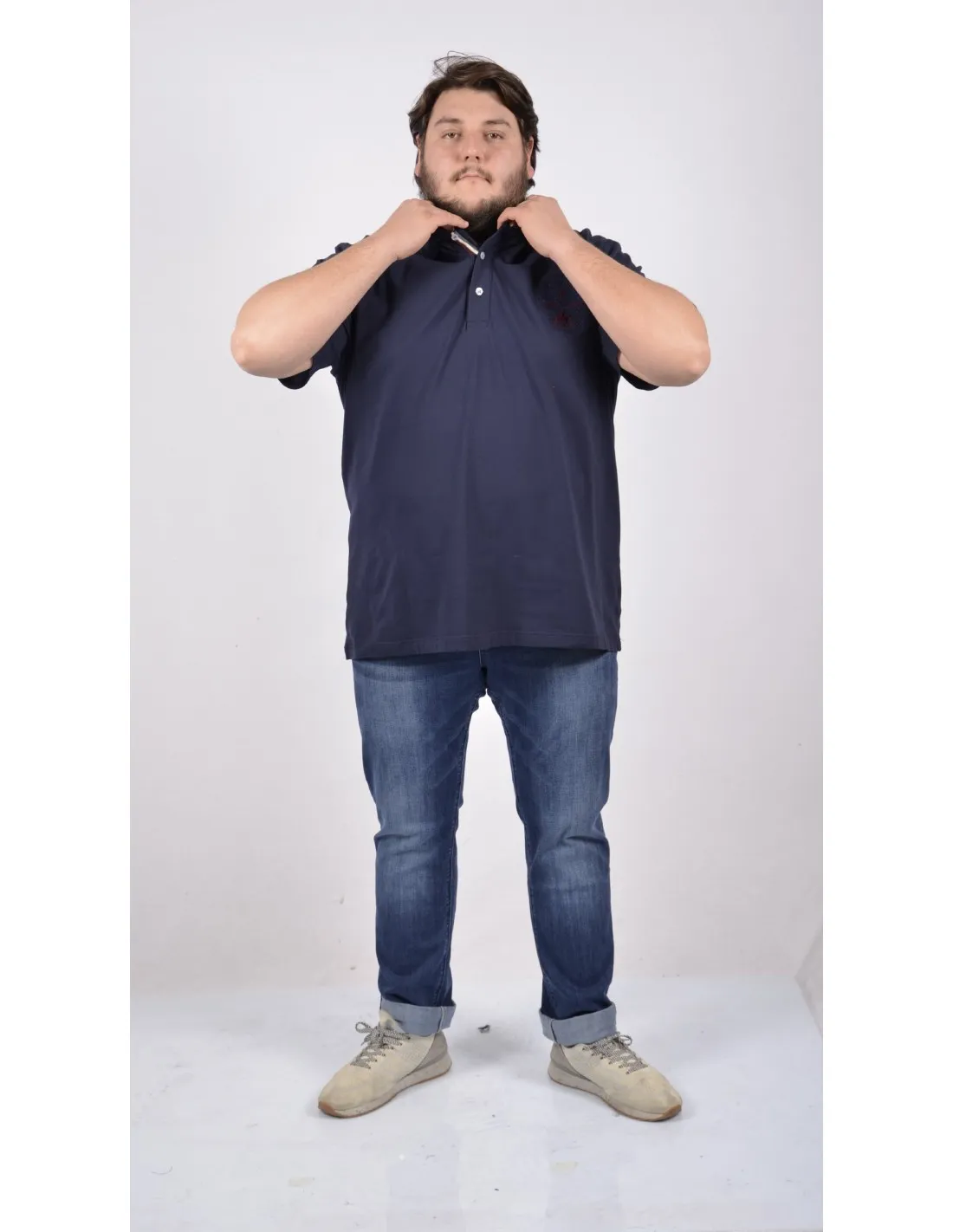 Polo Cotone Mezza Manica blu martin