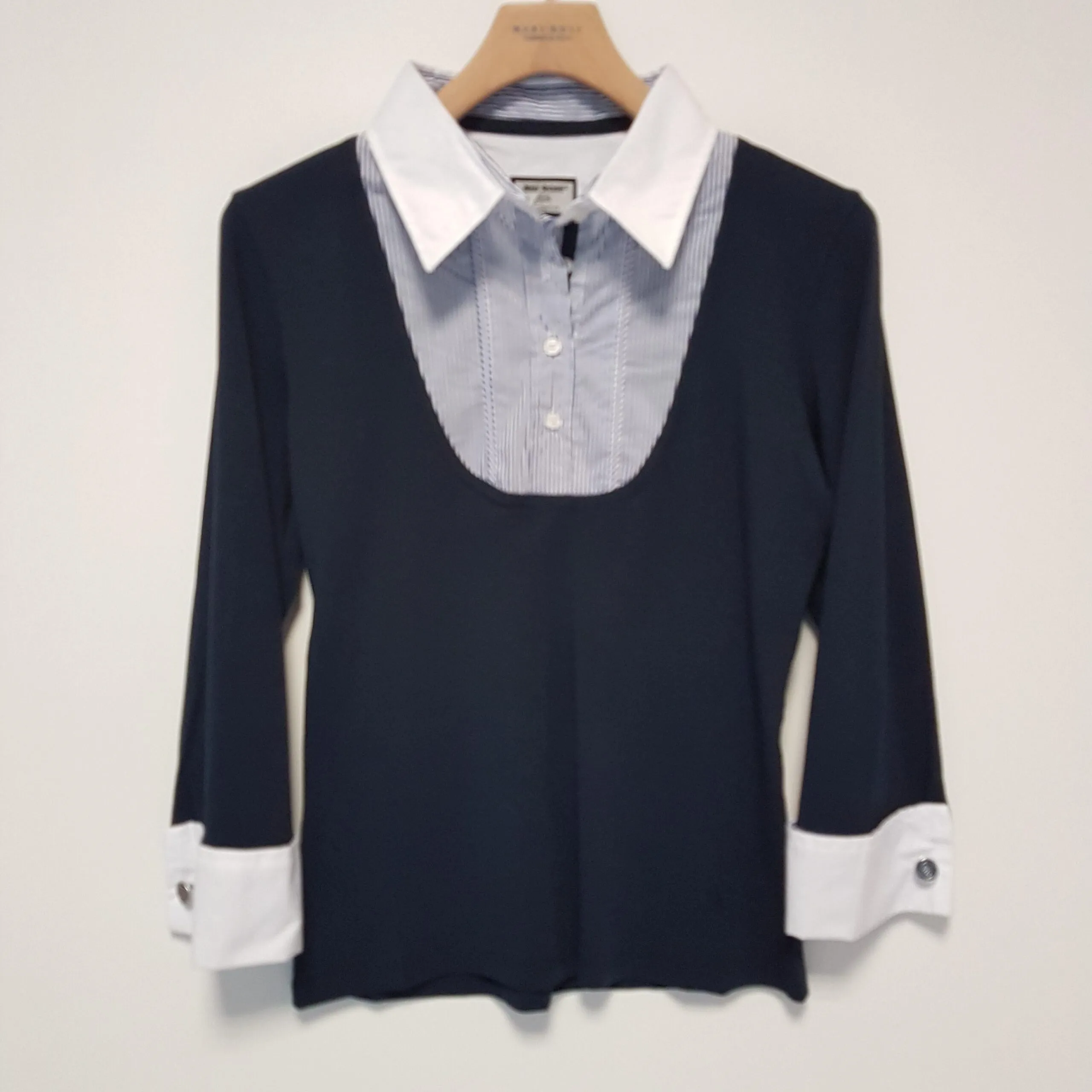 Polo manica 3/4 con bordi righe