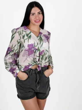 Solada Chemise femme légère à manches longues et col V