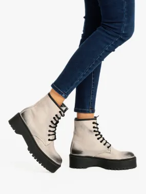 Solada Combat boots femme en cuir nubuck avec plateforme