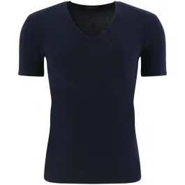 T-shirt in cotone con scollo a v blu