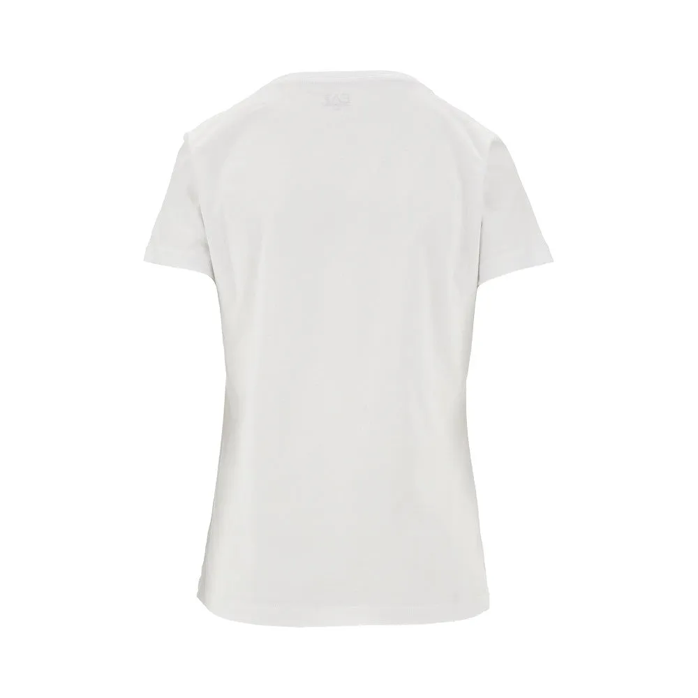 T-shirt in jersey con logo strass