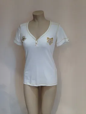 T-SHIRT LOGO PAILLETTES ORO