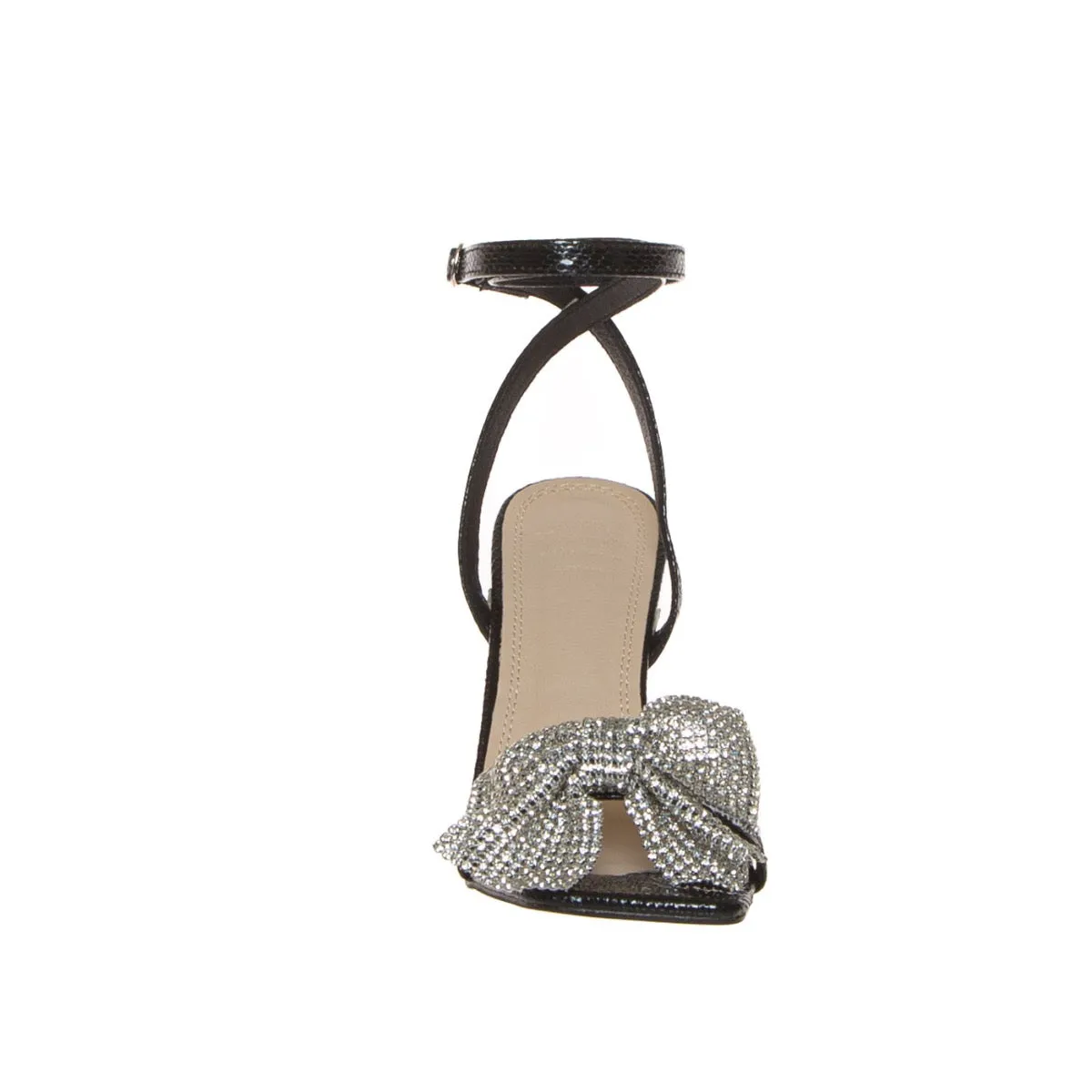TWENTYFOURHAITCH ABU SANDALO NERO FIOCCO STRASS  