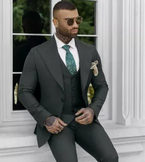 Verde scuro 3 pezzi Abiti da uomo Slim Fit Classic Regular Fit per matrimonio Groomsmen Groomsmen Costume formale Homme Big And