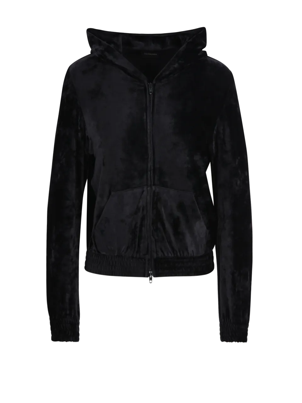 WOMAN BALENCIAGA BLACK VISCOSE FITTED ZIP UP HOODIE