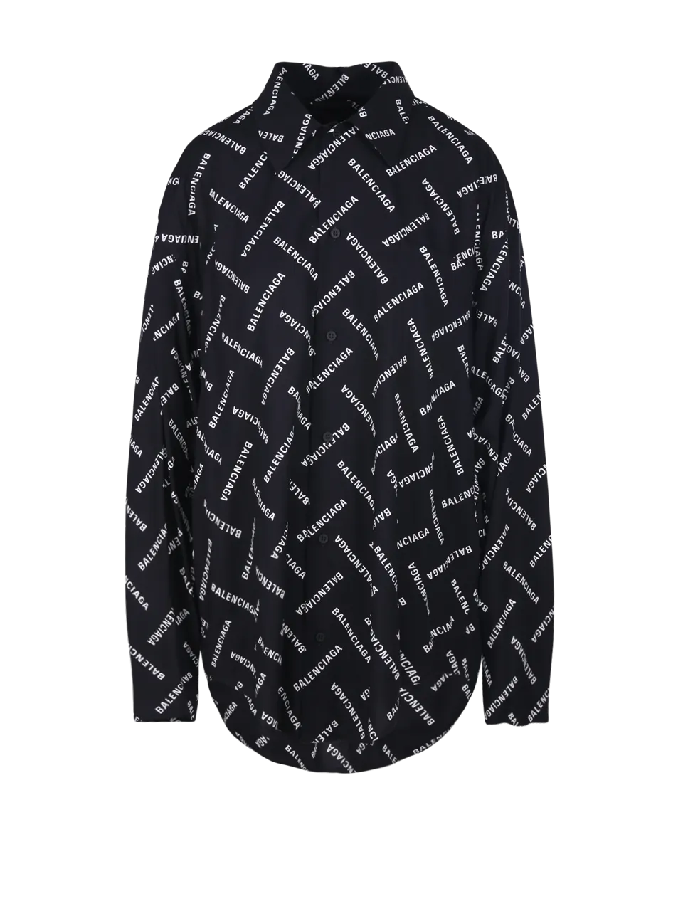 WOMAN BALENCIAGA BLACK VISCOSE SHIRT WITH LOGO MOTIF