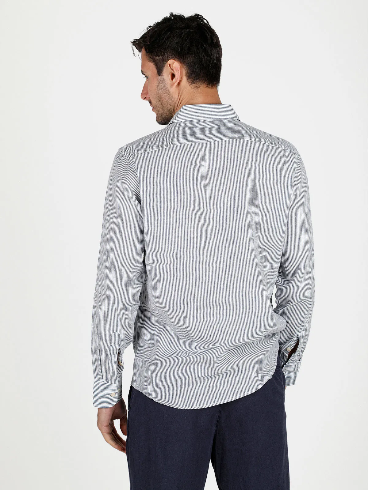 Y.Two Chemise homme en lin à motif rayé